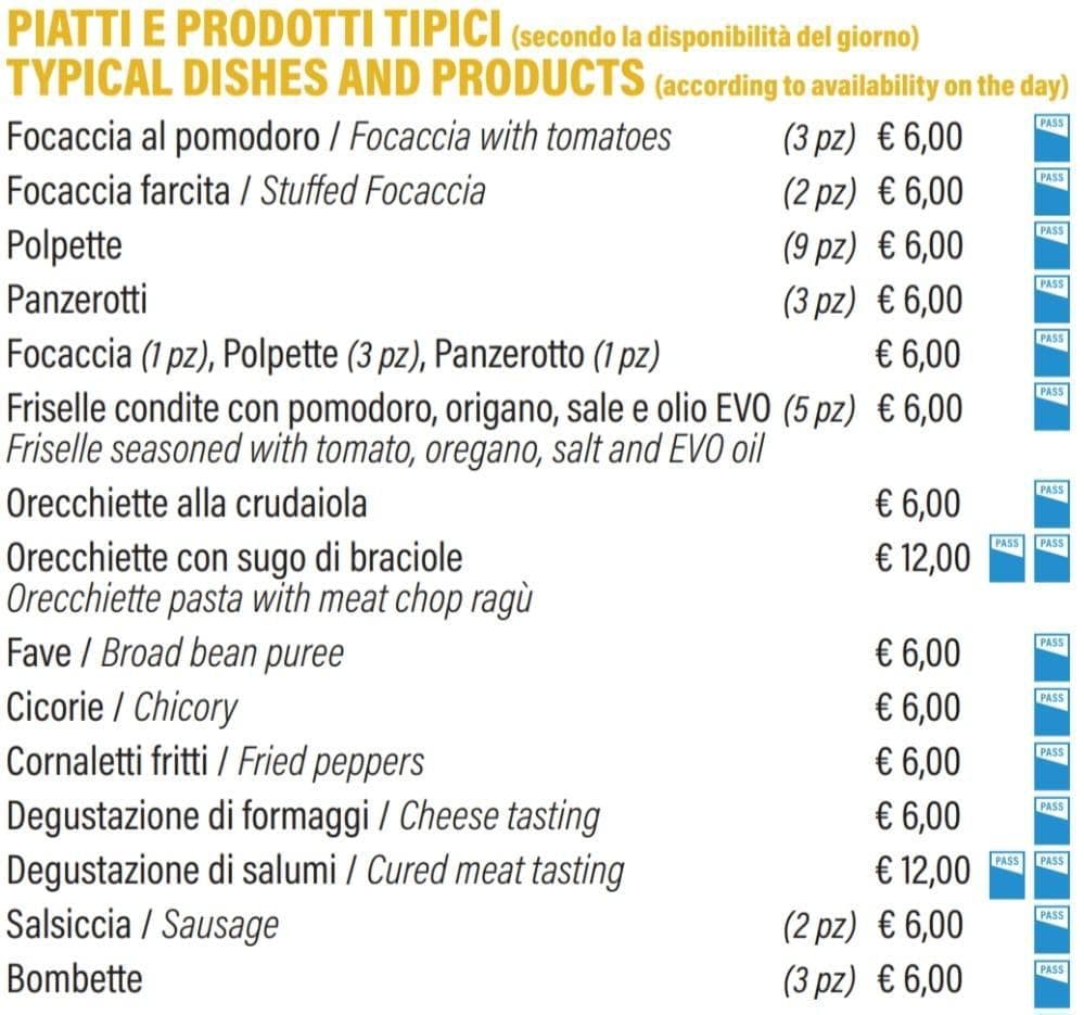 Piatti e prodotti tipici / Typical dishes and products